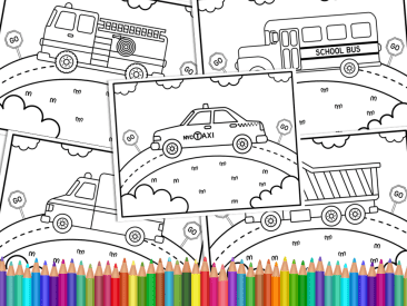 Transport transportation coloring book pages for kids