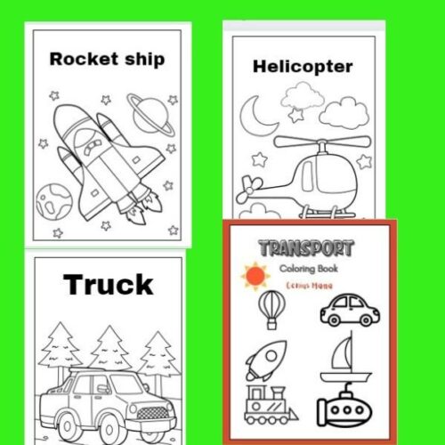 Transport coloring book for kids made by teachers