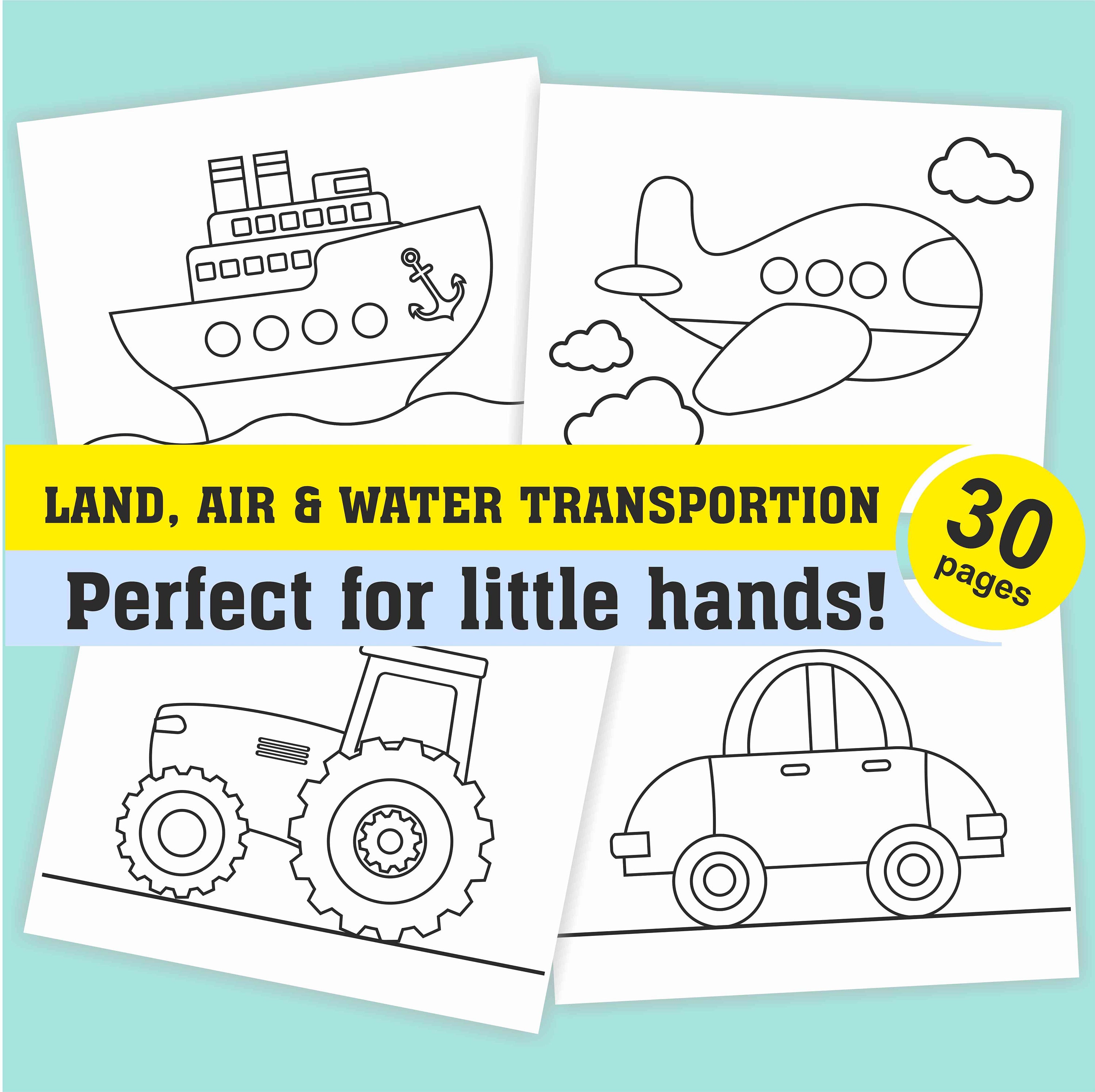 Buy vehicle coloring pages for kids toddlers preschoolers land air water transportation coloring book kindergarten homeschool printables online in india