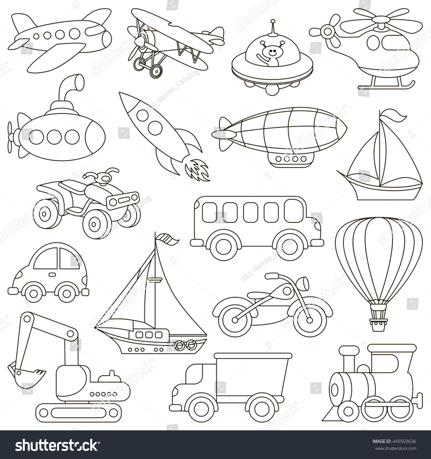 Toy transport set be colored coloring stock vector royalty free