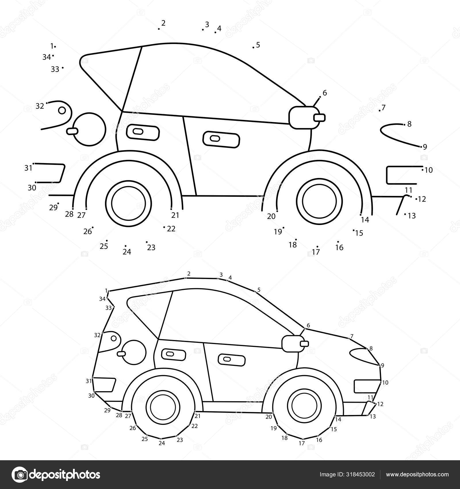 Car educational puzzle game for kids numbers game image transport or vehicle for children coloring book stock vector by oleon