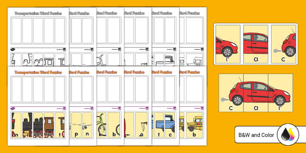 Transportation word puzzles teacher made