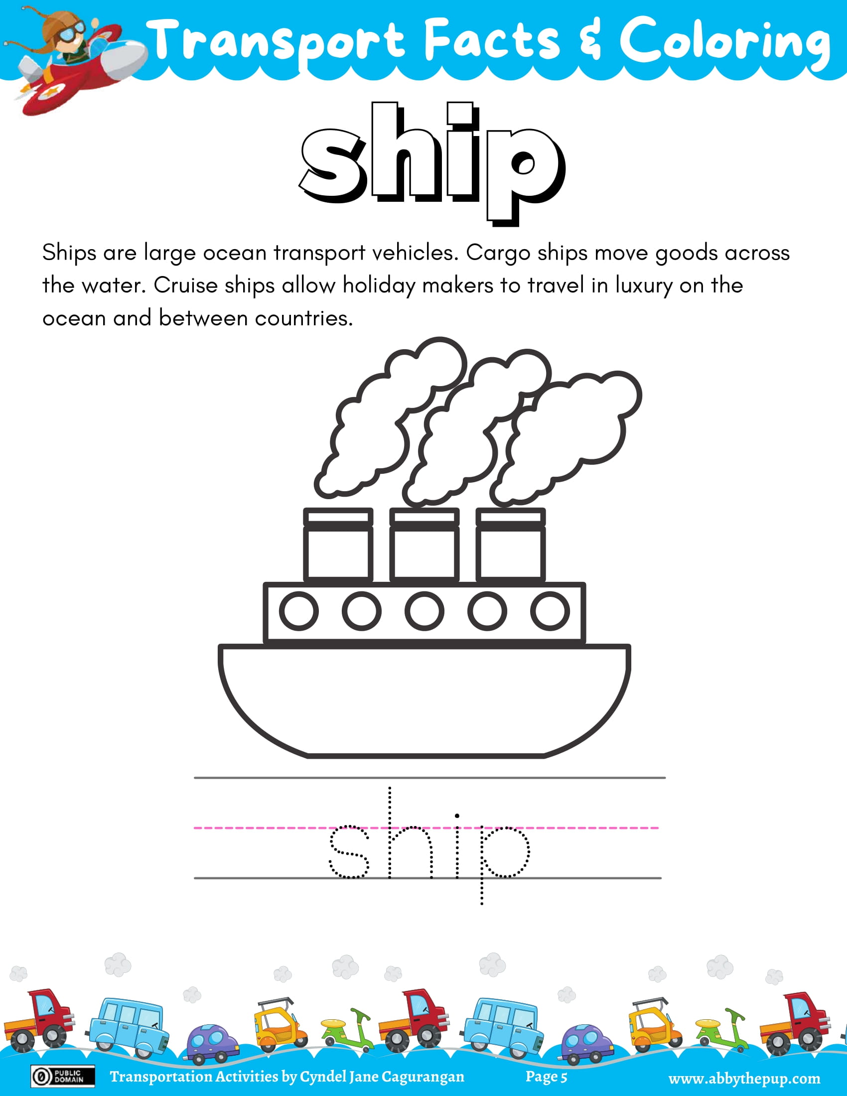 Color and trace ship free printable puzzle games