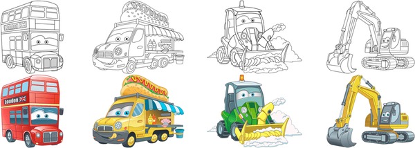 Thousand coloring page bus royalty