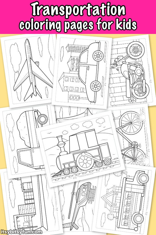 Transportation coloring pages for kids