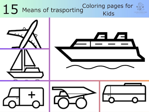 Means of transportation coloring book cars printable coloring pages for kids transport activity sheets for kids