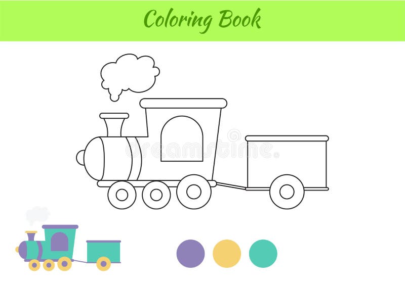 Coloring book train for children educational activity page for preschool years kids and toddlers with transport stock illustration