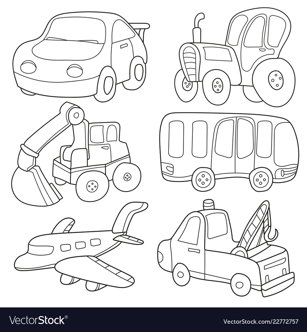 Cartoon transport coloring book royalty free vector image