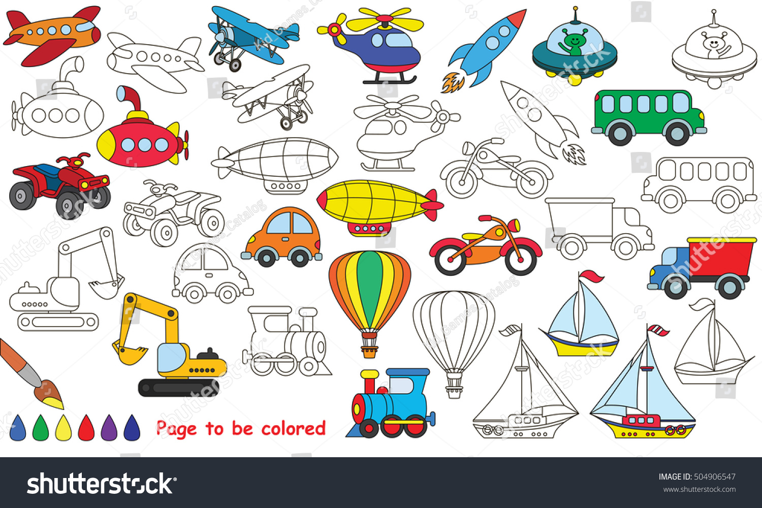 Big transport set be colored coloring stock vector royalty free