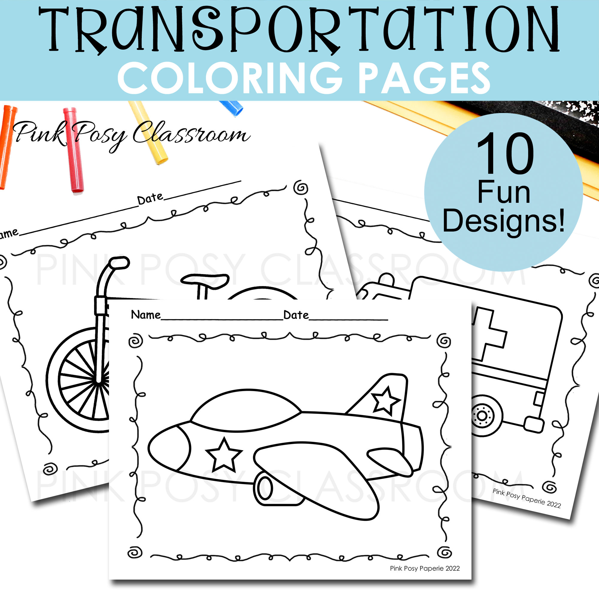 Transportation coloring pages transportation printable transportation activities for kids coloring pages for kids instant download