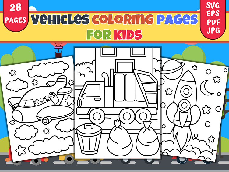 Vehicles coloring pages for kids by artika on