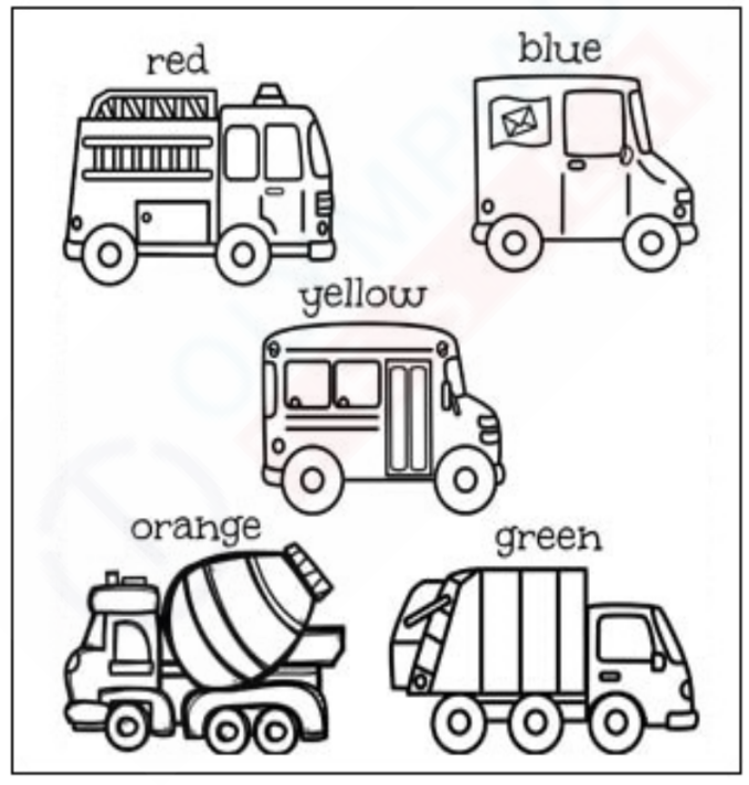 Community vehicles colorg worksheet for kdergarten olympiad tester