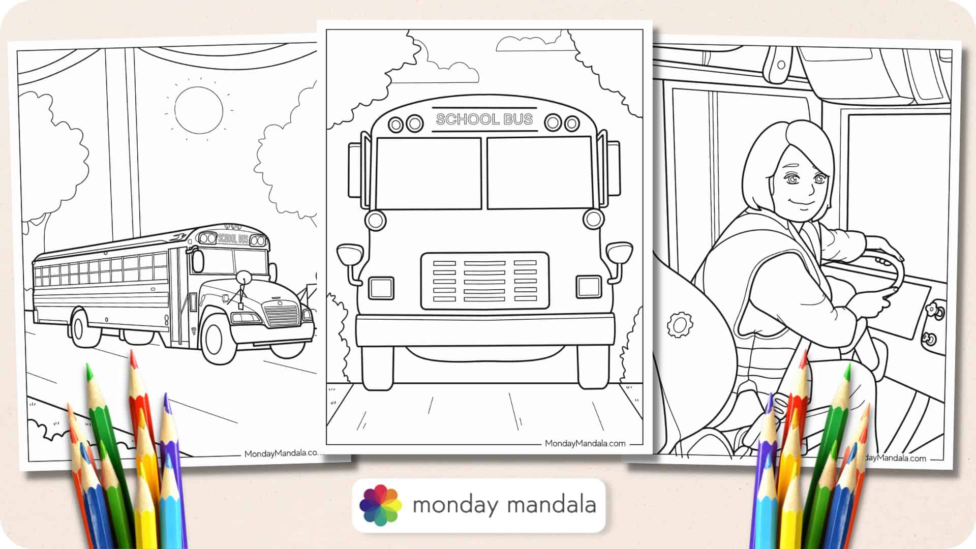 School bus coloring pages free pdf printables