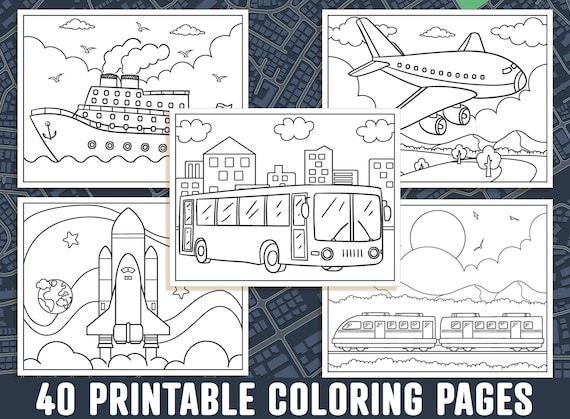 Transportation coloring pages printable transportation coloring pages for kids boys girls vehicle coloring book party activity pdf