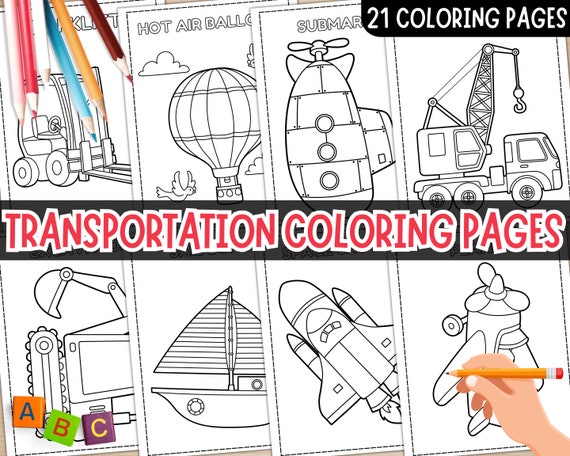 Printable vehicles coloring pages transportation coloring sheets vehicles coloring book transportation activities instant download pdf download now