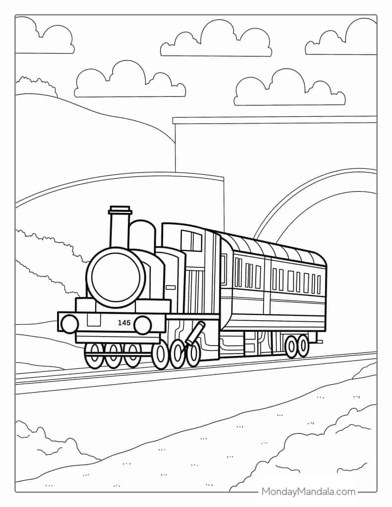 Train coloring pages free pdf printables