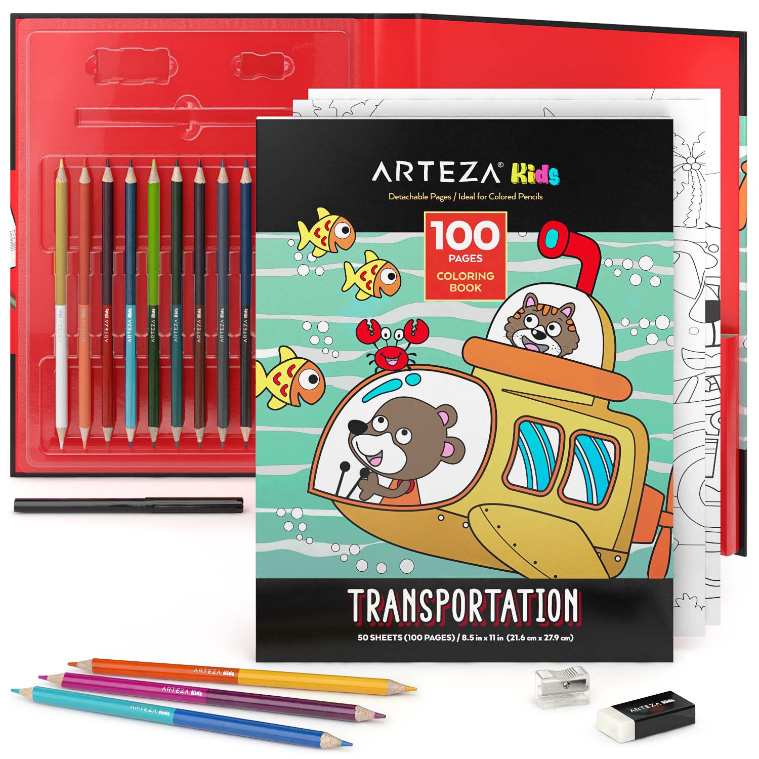 Kids coloring book kit transportation â