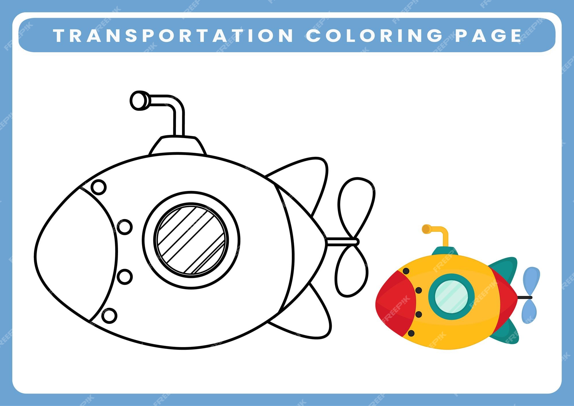 Premium vector coloring page theme transportation worksheet for kids