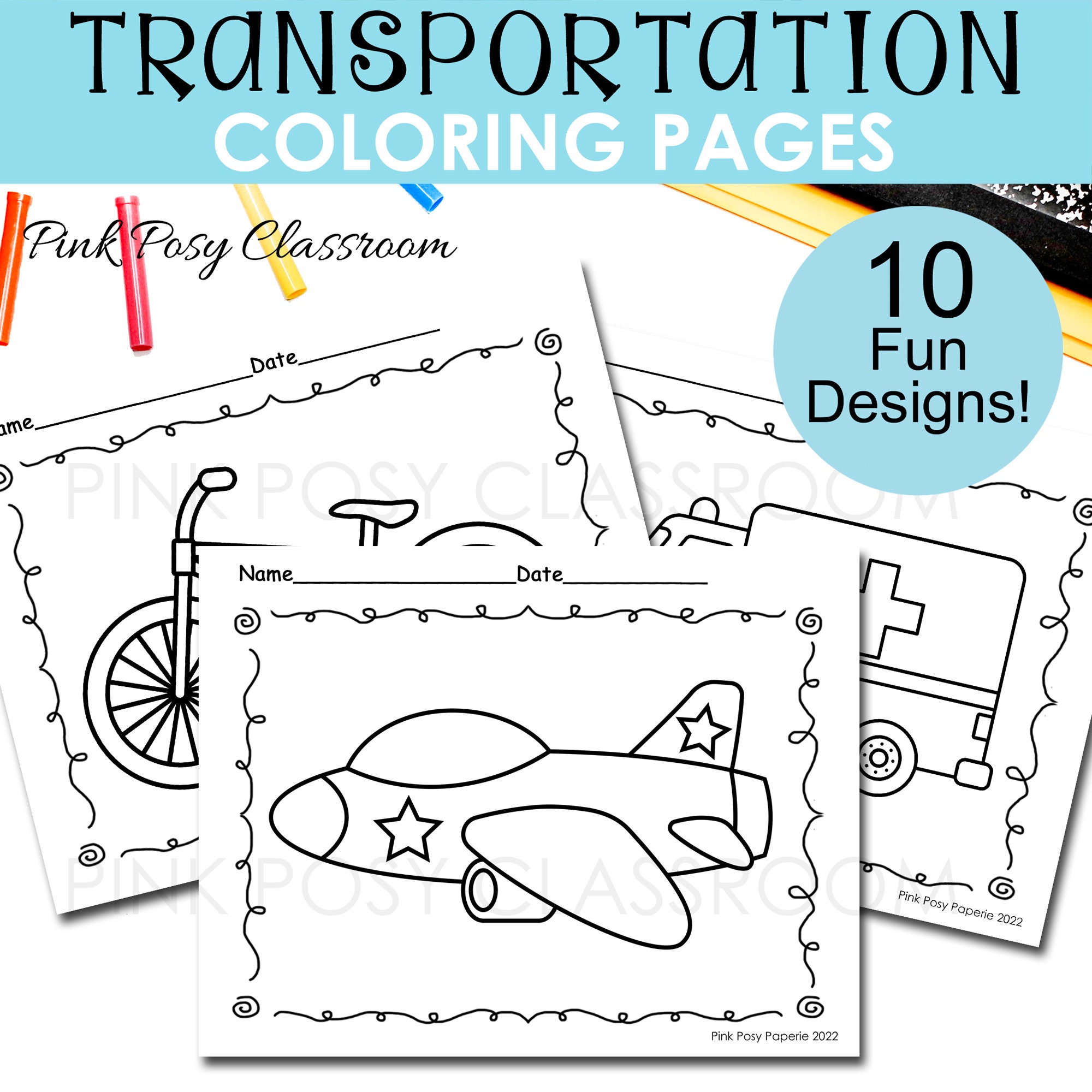 Transportation coloring pages transportation printable transportation activities for kids coloring pages for kids instant download