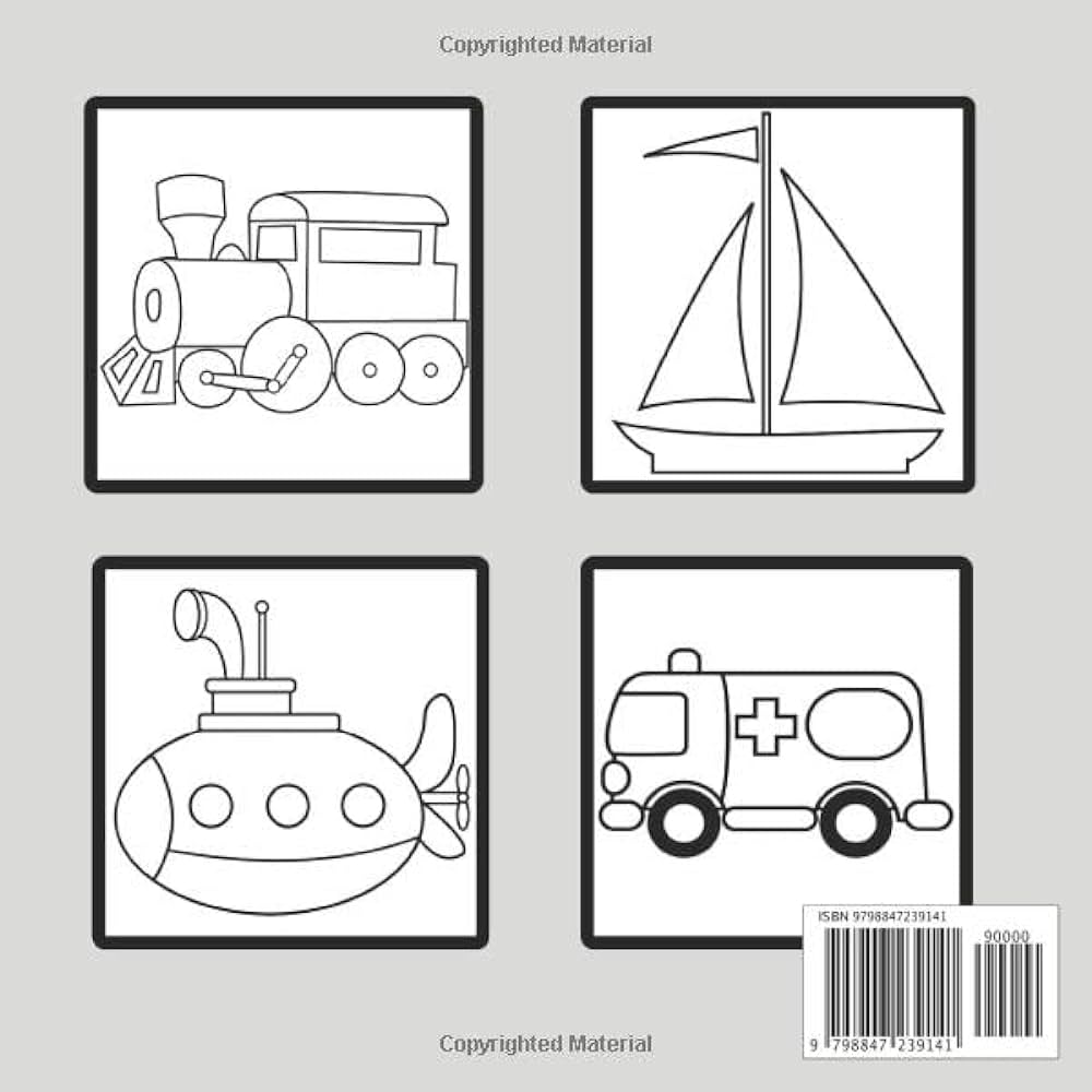 Vehicles coloring book for toddlers simple coloring pages for kids preschool and kindergarten for children ages