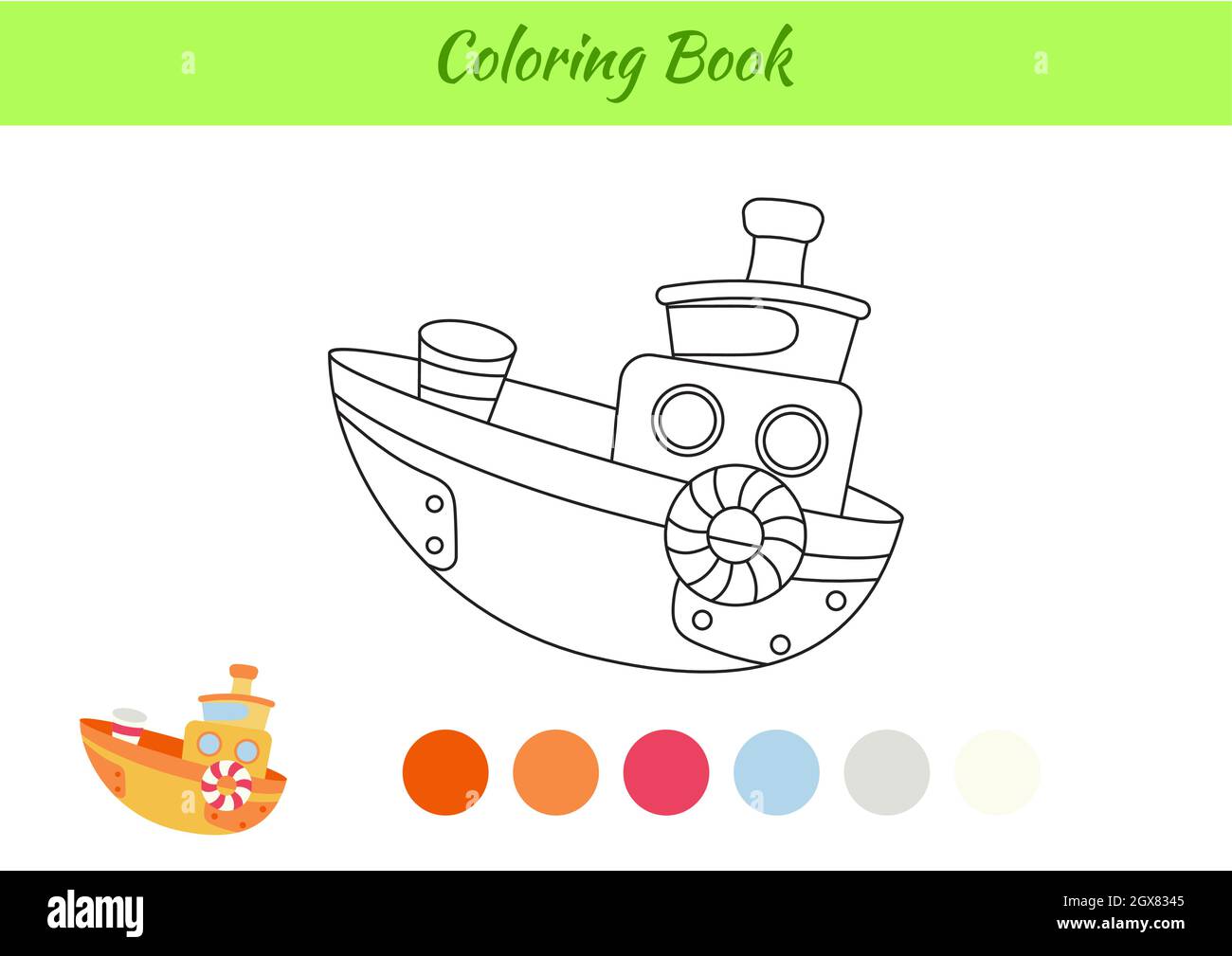 Coloring book ship for kids educational activity page for preschool years kids and toddlers with transport printable worksheet cartoon colorful vec stock vector image art