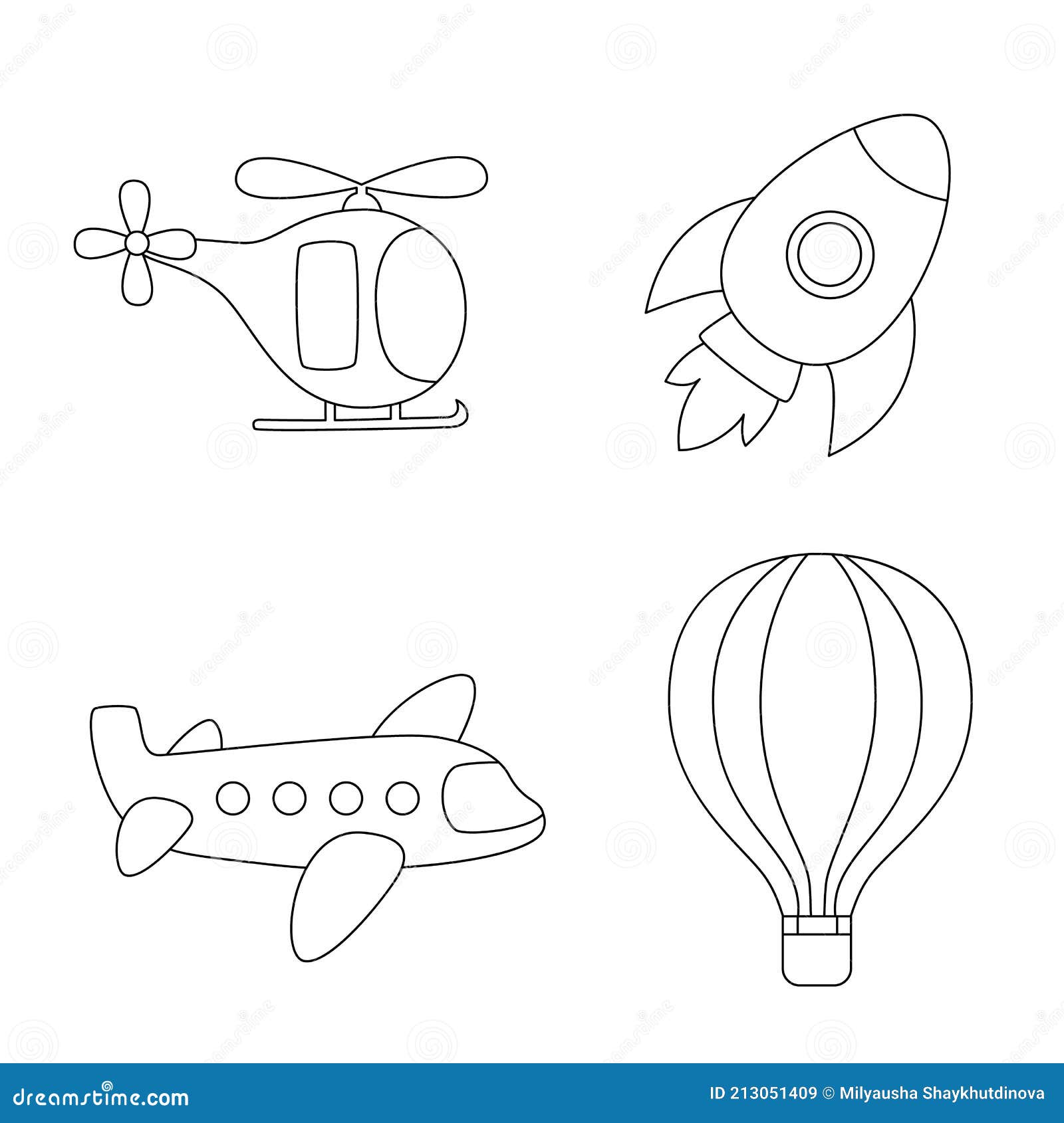 Color air transport coloring page for kids stock vector