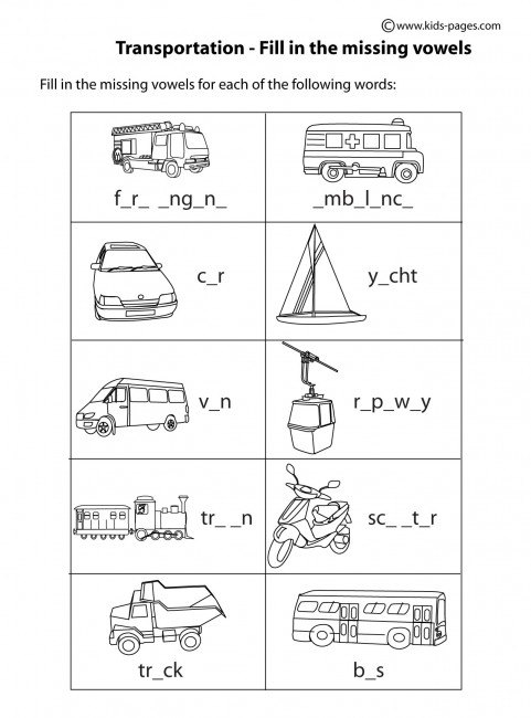 Transportation fill in bw worksheet