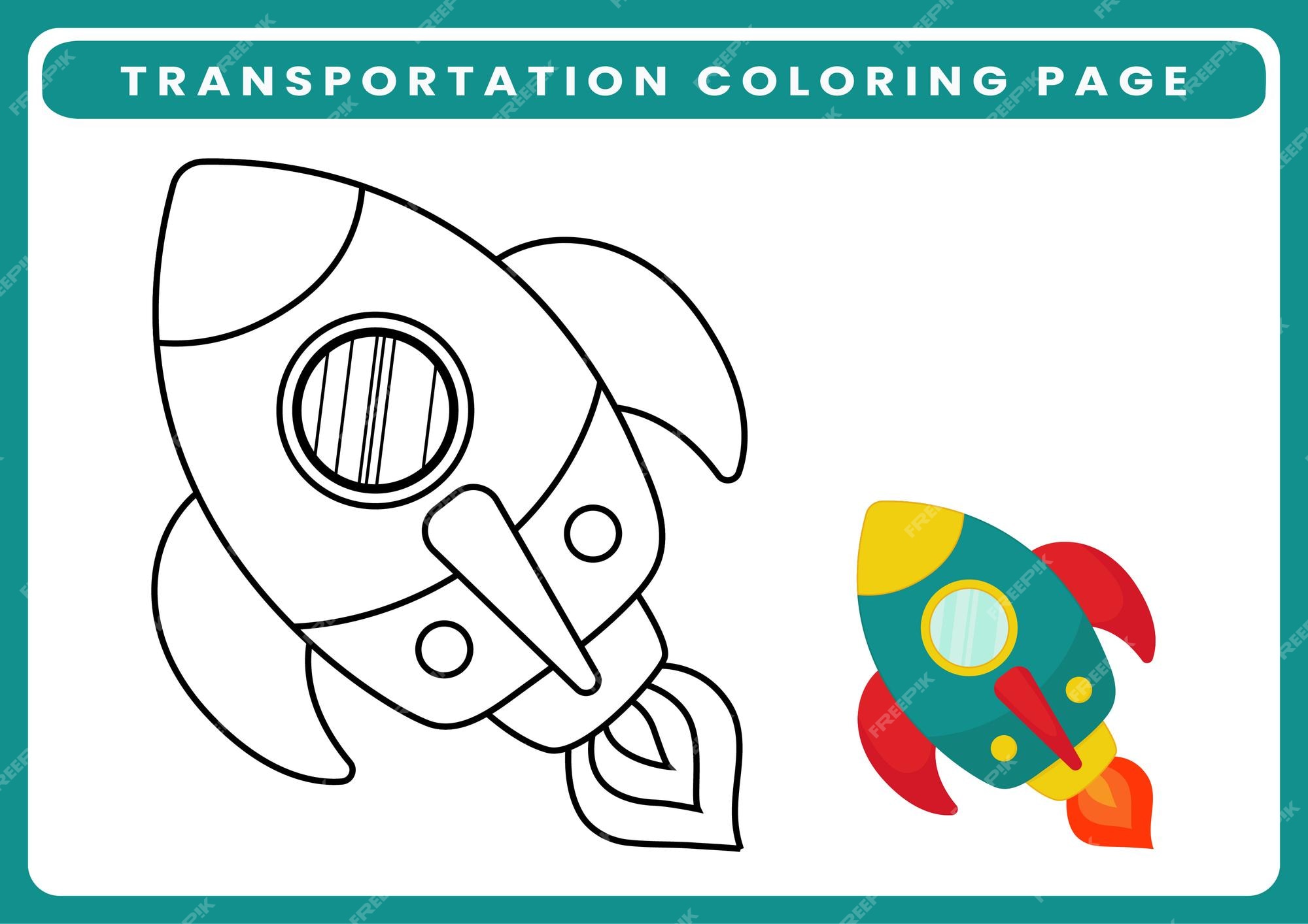 Premium vector coloring page theme transportation worksheet for kids