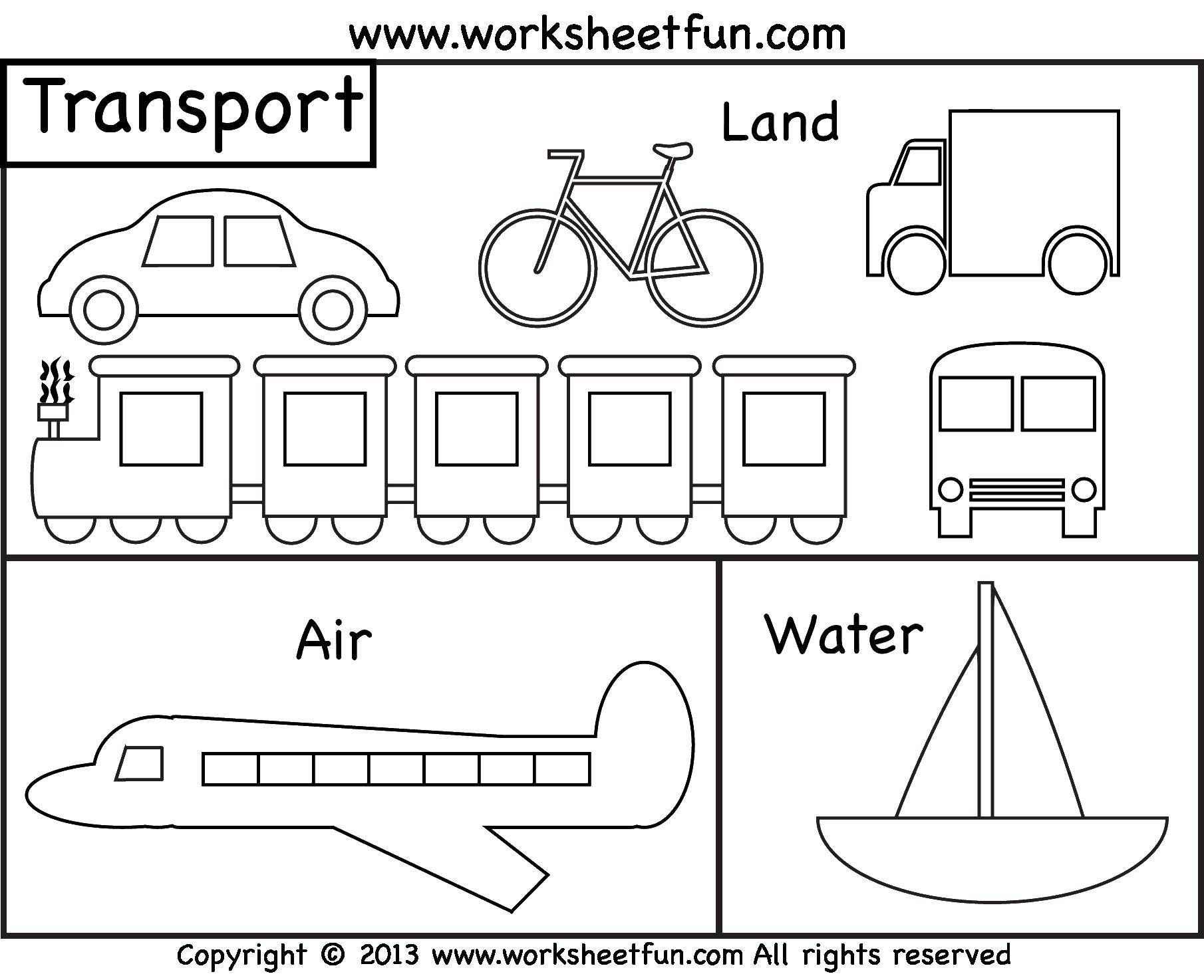 Online coloring pages coloring page land air water transport transportation coloring pages for kids