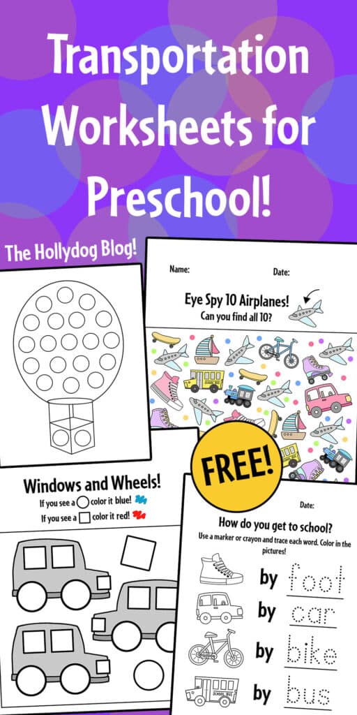 Free printable transportation worksheets for kids â the hollydog blog