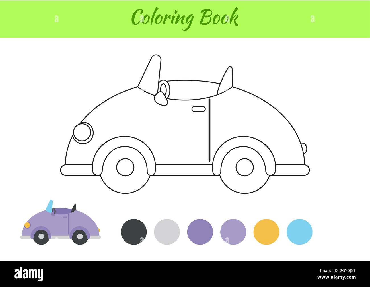 Coloring book car for children educational activity page for preschool years kids and toddlers with transport printable worksheet cartoon colorful stock vector image art