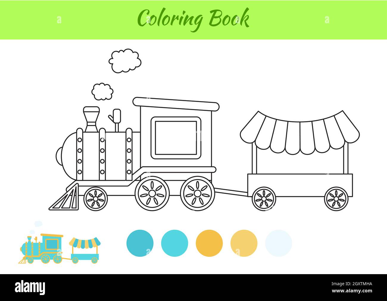 Coloring book train for kids printable worksheet educational activity page for preschool years kids and toddlers with transport cartoon colorful ve stock vector image art