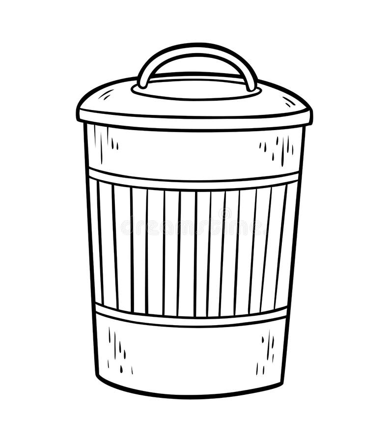 Coloring book trash can stock vector illustration of basket