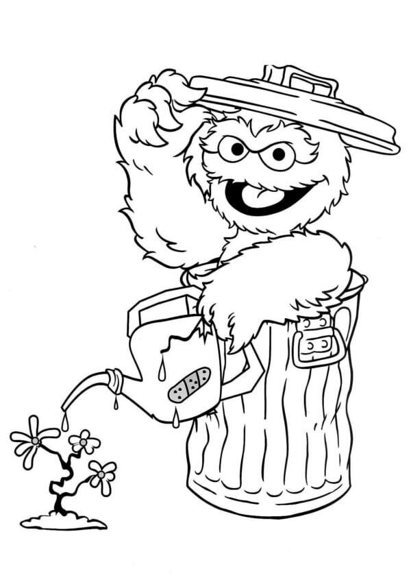 Trash can resident coloring page