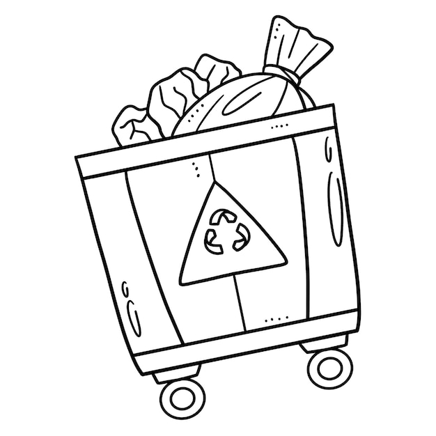 Premium vector garbage bin isolated coloring page for kids