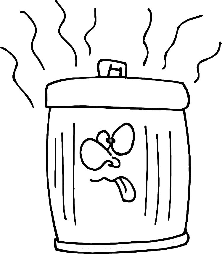 Garbage can coloring page