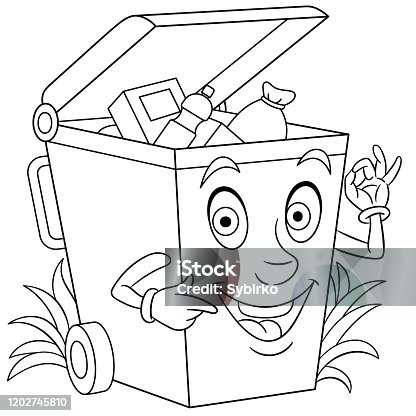 Smile face trash can stock illustrations royalty