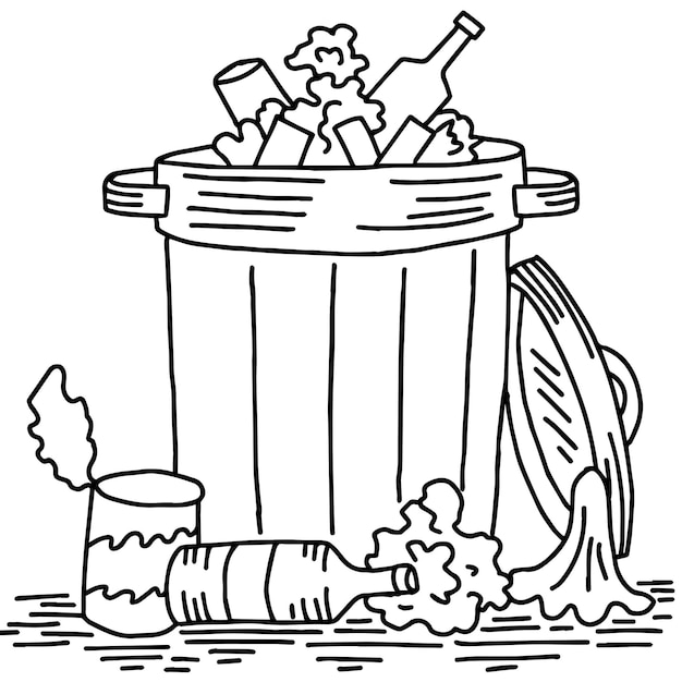 Trash can coloring pages vectors illustrations for free download