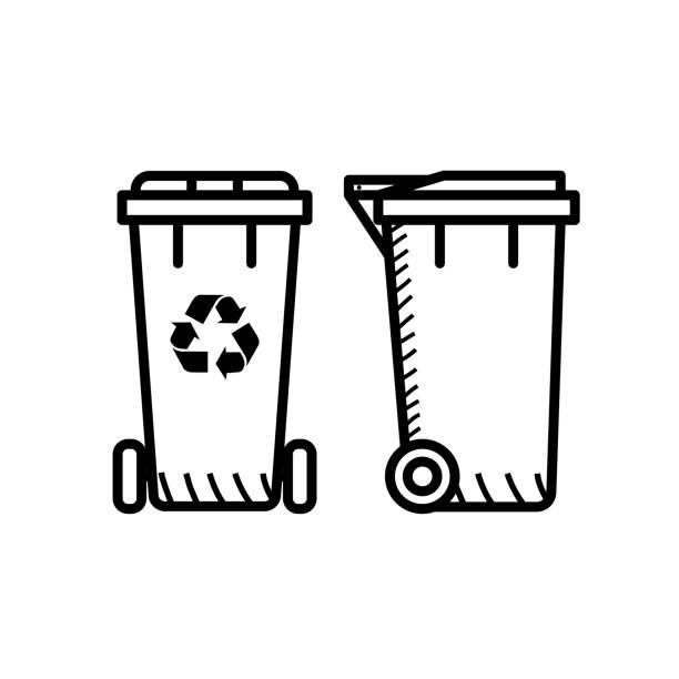 Industrial trash bin drawing stock illustrations royalty