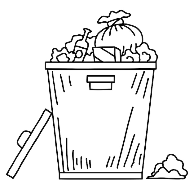 Premium vector design illustration garbage element outline art