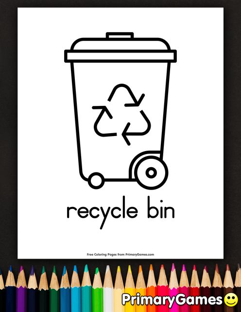 Recycle bin coloring page â free printable ebook earth day coloring pages recycling bins recycle preschool