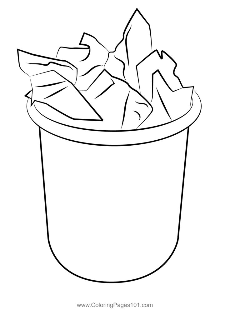 Waste basket coloring page coloring pages everyday objects waste basket