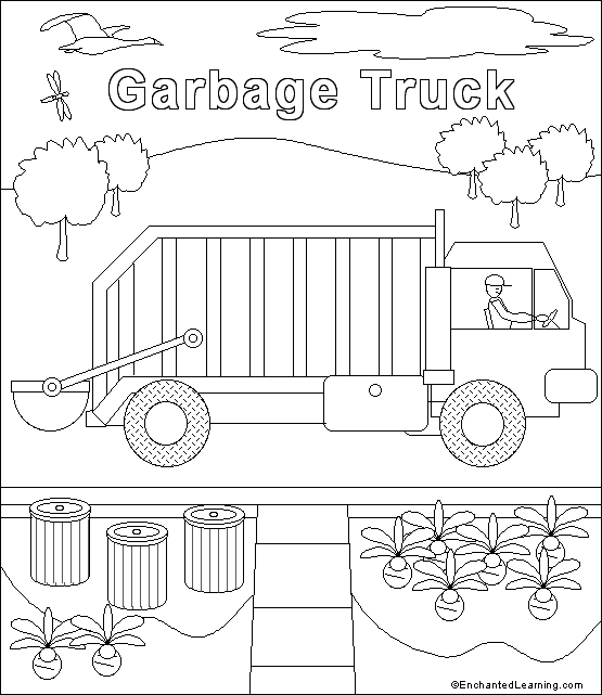 Garbage truck coloring page