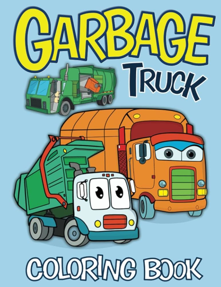 Garbage truck coloring book easy and large designs trash truck coloring pages cute retro