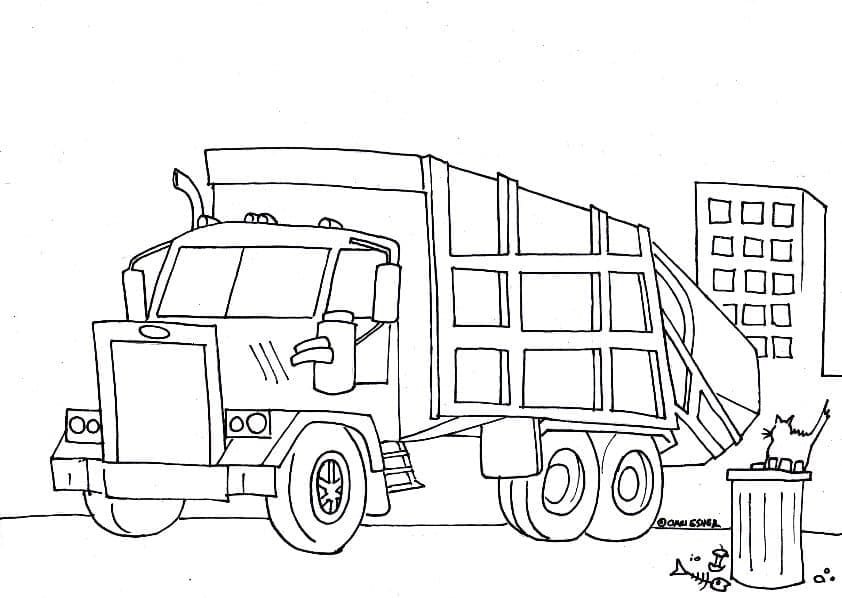 Trash truck coloring page