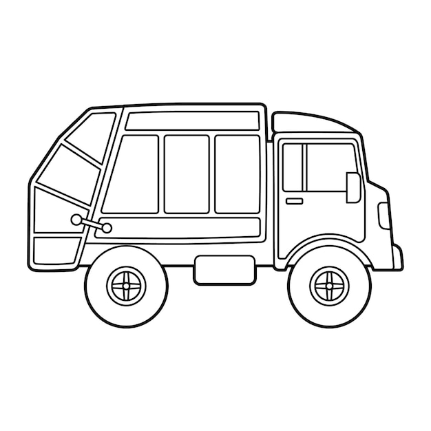 Premium vector a cute and funny coloring page of a garbage truck vehicle provides hours of coloring fun for children to color this page is very easy suitable for little kids