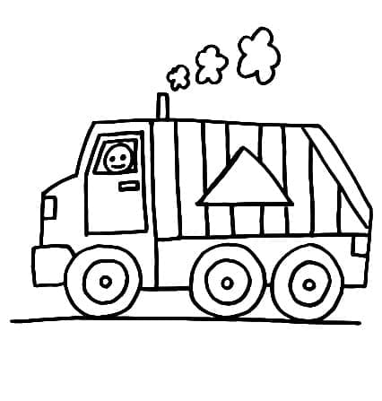 Easy garbage truck coloring page