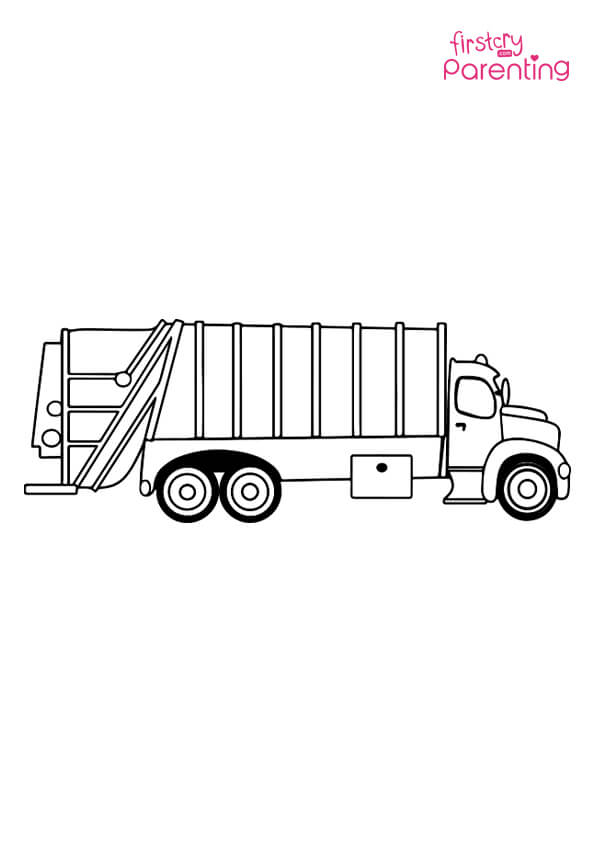 Garbage truck coloring page for kids