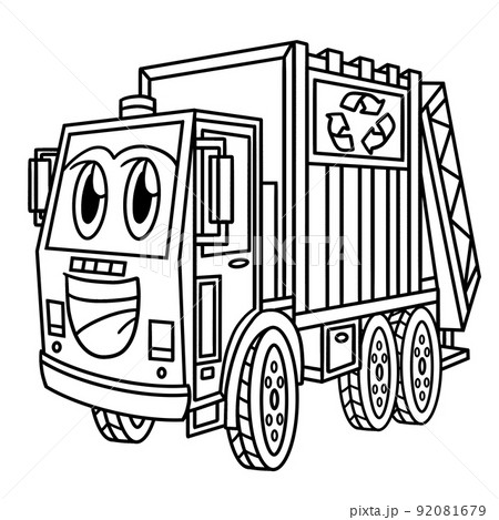 Garbage truck with face vehicle coloring page