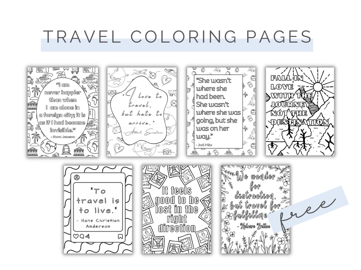 Free printable traveling coloring pages wquotes